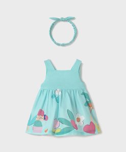 🌊🌺 “Sueños en Turquesa: Vestido Mayoral para Bebé Niña con Diadema – Estilo, Frescura y Magia para los Primeros Paseos” 🌺🌊 modelo 1873