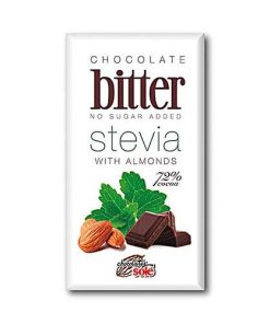 Chocolate negro bitter stevia con almendras 72%, 100g