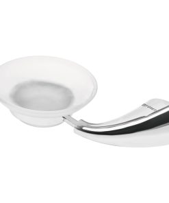 Jabonera metálica con plato de vidrio, Foset