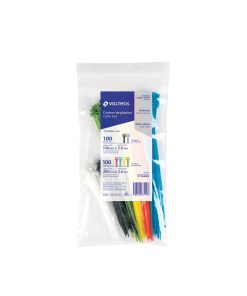 Bolsa con 200 cinchos plásticos en colores surtidos, Volteck