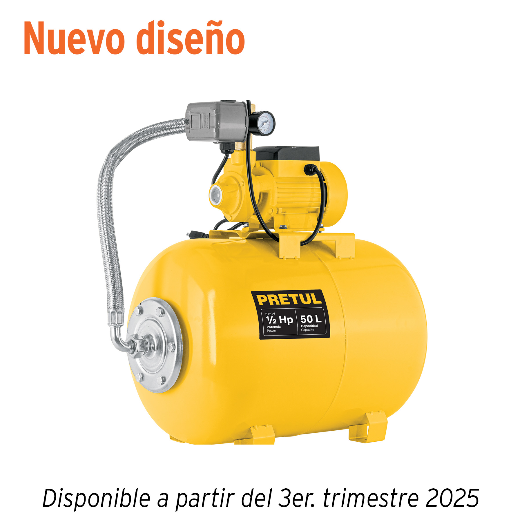 Equipo hidroneumático 50L, bomba periférica 1/2 HP, Pretul - Imagen 2