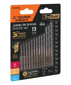 Juego de 13 brocas HSS p/metal zanco cambio rápido, Expert
