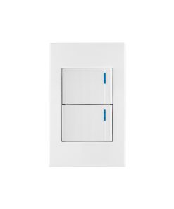 Placa armada 2interruptores 1de 3vías,1.5mod,Española blanco